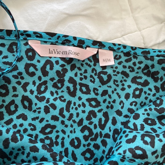 LA VIE EN ROSE Blue Satin Cowl Neck Sleep Nightie - Picture 6 of 14